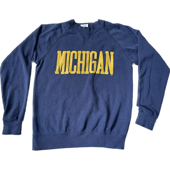 Santee Other - Vintage 90s Michigan Wolverines Spellout Large USA Blue Crewnexk Sweatshirt VTG
